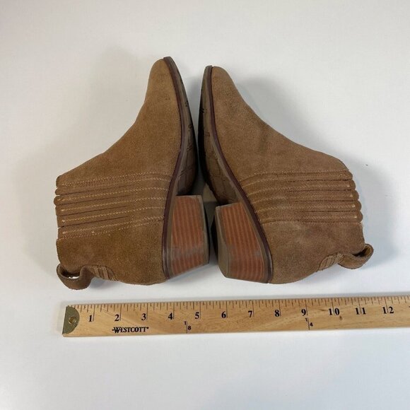 Jack Rogers Womens Liddy Suede Leather Ankle Bootie Brown 6 Scalloped Pull On - Picture 6 of 10